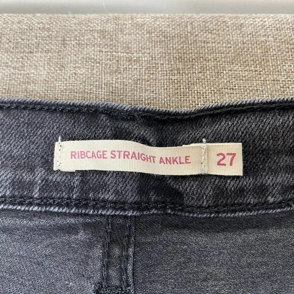 Levi's Ribcage Straight Ankle Denim Jeans Women's 27 High Rise Gray Casual Pants - Picture 5 of 14